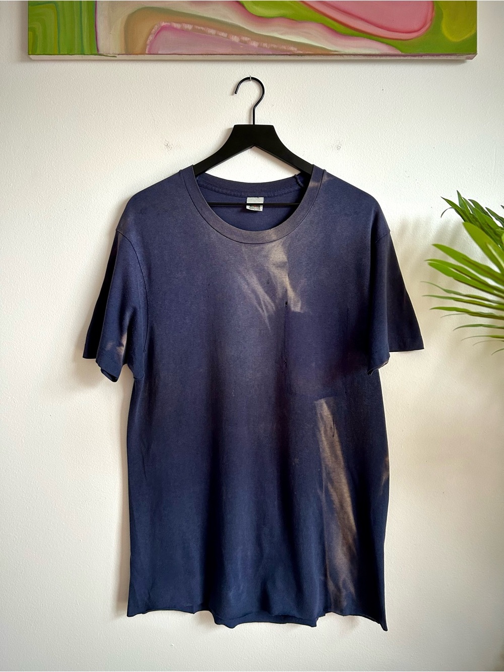 Vintage 1990s Bleach Streak Ghost Pocket T-Shirt